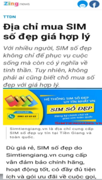 Zing news viết về sim số đẹp tại Sim Tiền Giang